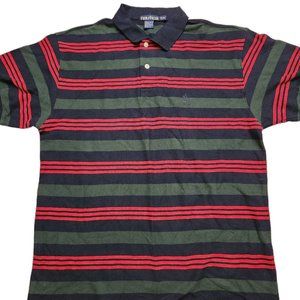 90s Vintage Men's Nautica Short Sleeve Striped Polo Shirt Size Medium M-L